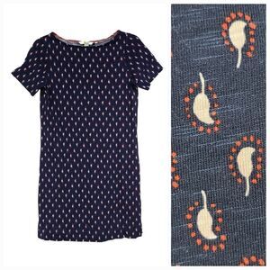 Boden Petite Darcey Jersey T-Shirt Dress Navy Cherry Red Paisley Stamp Cotton 6P